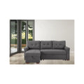 Light Gray Linen Reversible Sleeper Sectional Sofa with Storage Chaise Z523430