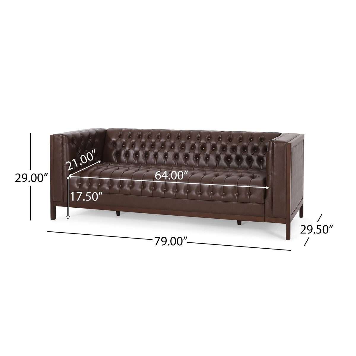 Dark Brown Faux Leather Sofa X756