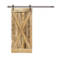 Weather Oak Stained Wood Interior Sliding Barn Door with Hardware Kit V2242