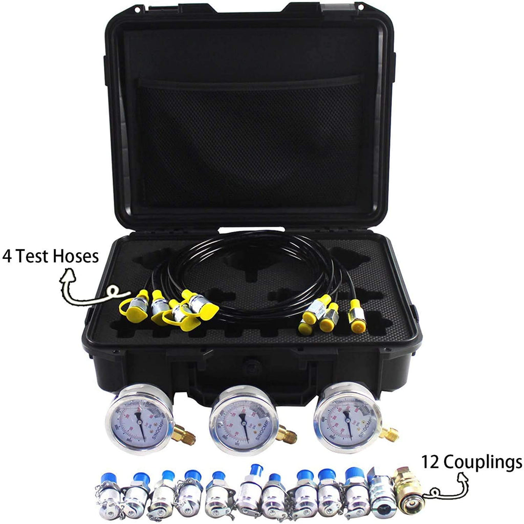 Hydraulic Test Kit with 12 Couplings, 4 Test Hoses and 3 Pressure Gauges Z560727
