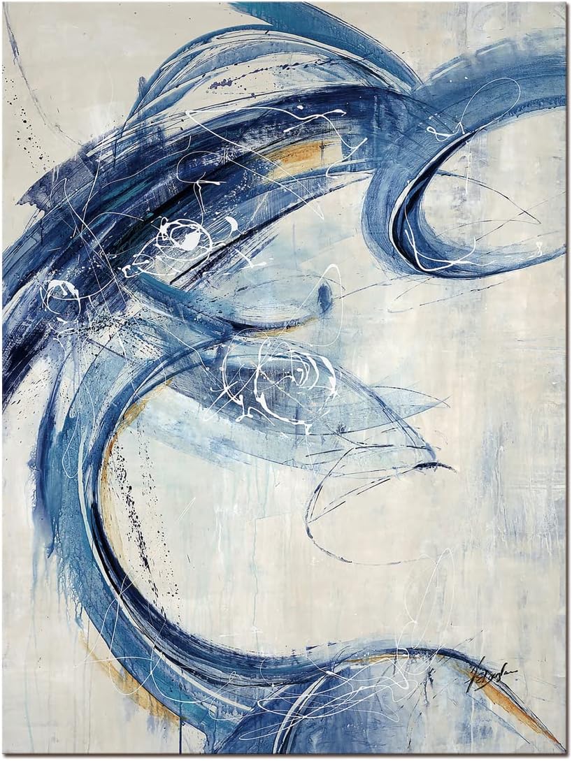Blue Abstract Canvas Print Artwork S22983