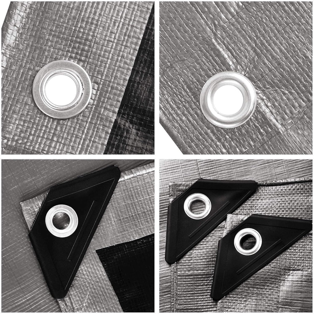 10x15ft Heavy Duty Reinforced Poly Tarp Waterproof Tarpaulin 10-mil Ground Sheet Camping Tent Cover with Eyelets Pack of 2 C614