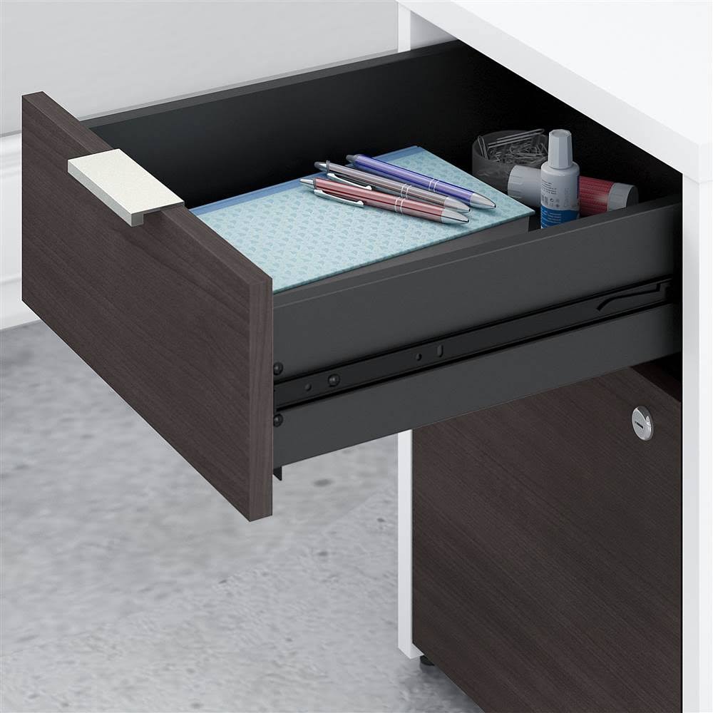 72w Desk with Drawers and Small Storage Cabinet Storm Gray/White M954633
