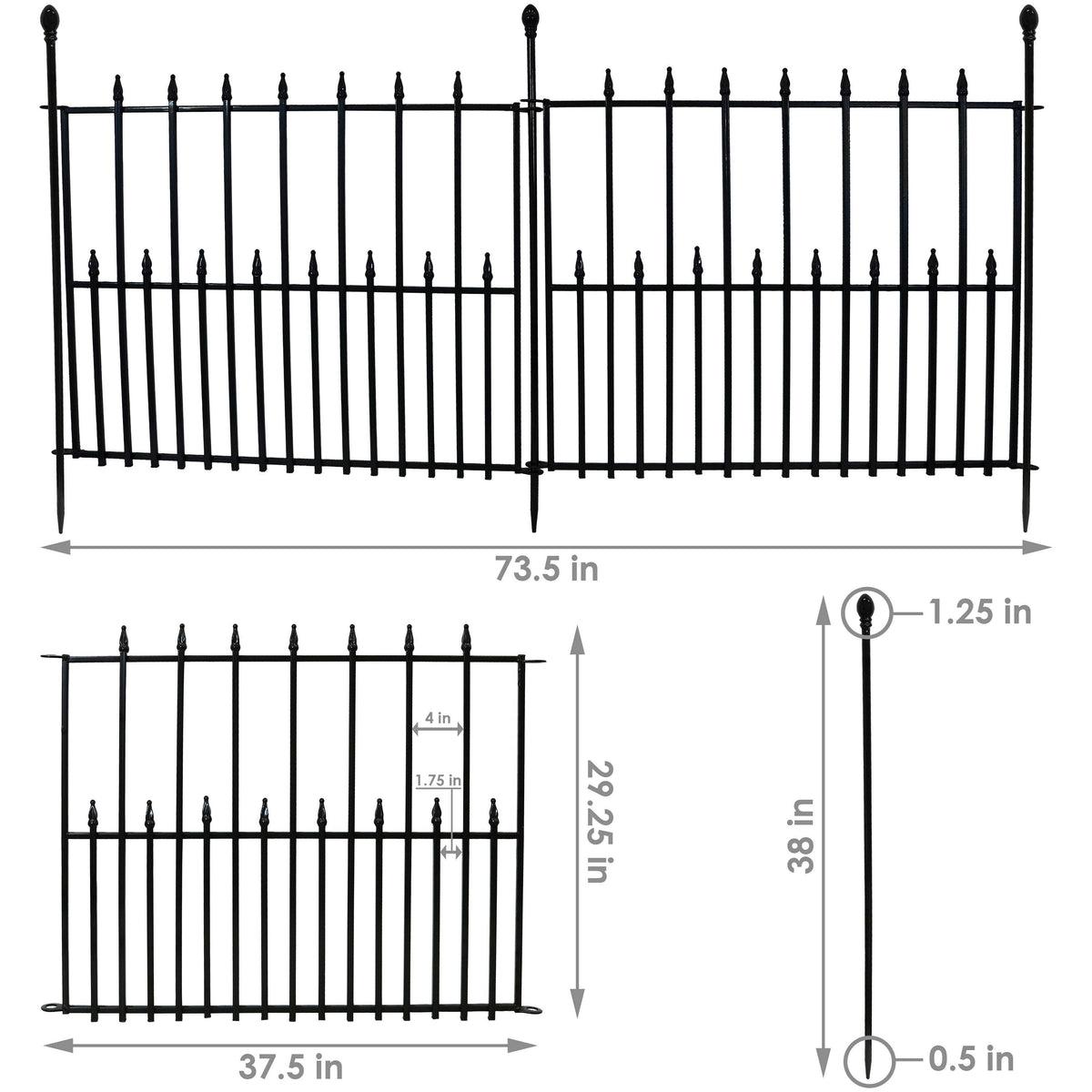 Black Iron Garden Border Fence B1264