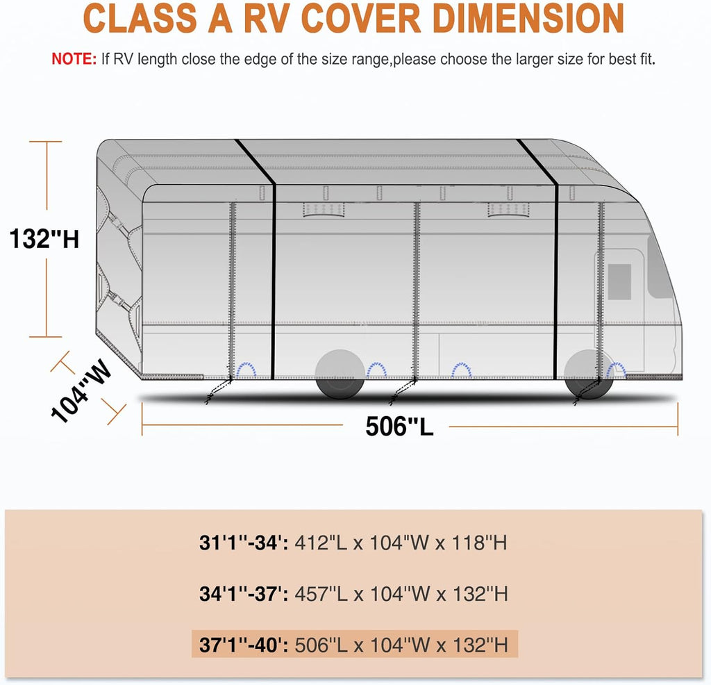 5 Layers Heavy Duty RV Cover for 38'-42' Motorhome B924940