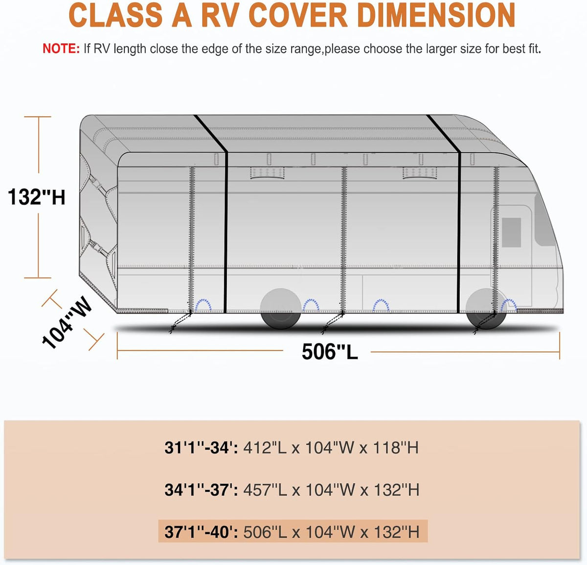 5 Layers Heavy Duty RV Cover for 38'-42' Motorhome B924940