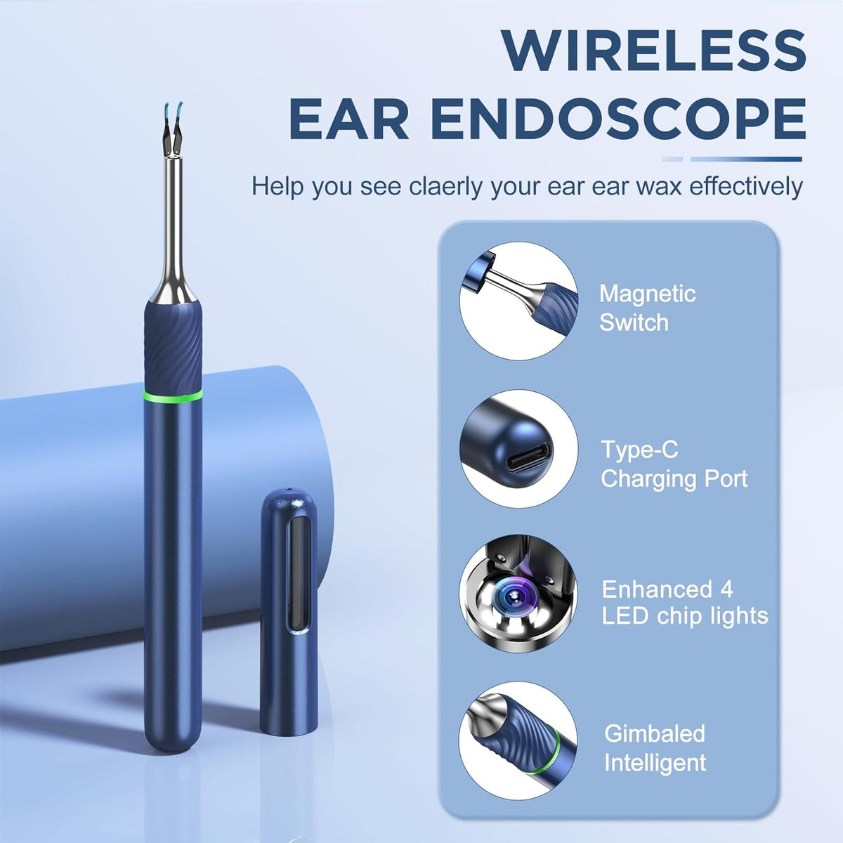 Ear Wax Removal Tool with Ear Camera, 6pcs Ear Scoop V519