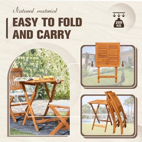 3 Piece Acacia Wood Folding Bistro Set F8117