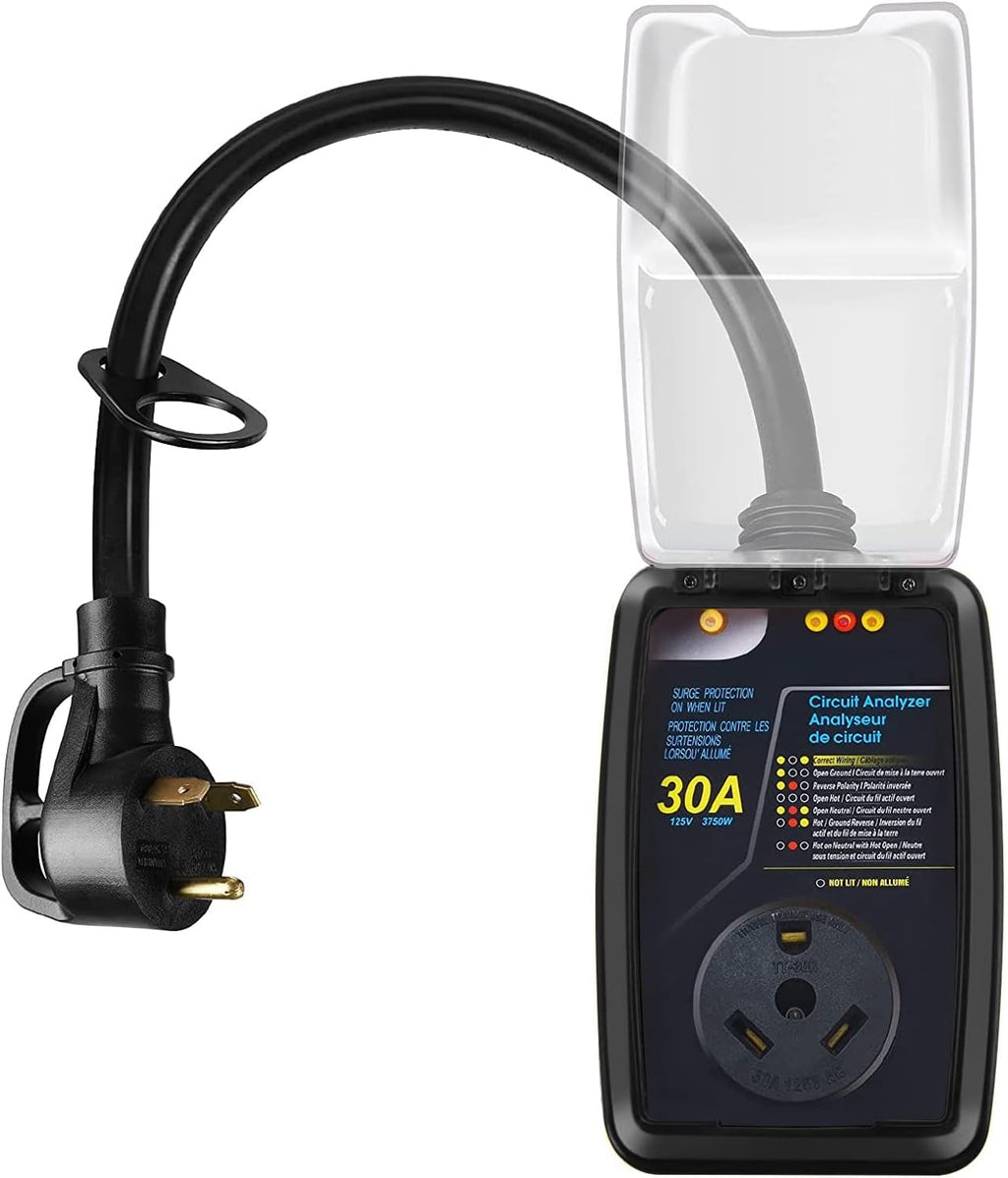 30 amp Surge Protector with Waterproof Cover and LED Indicator, Yellow, Pack of 2 P833052