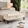 Beige Storage Ottoman Bench L925