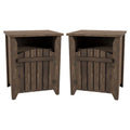 Rustic Wood Storage End Table Set of 2 D3808
