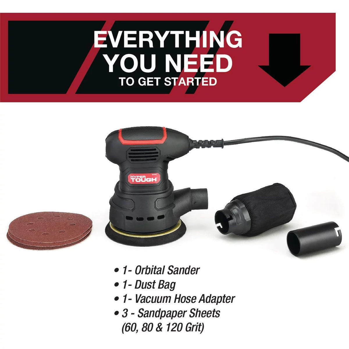 2.5 Amp Corded 5 inch Orbital Sander with Dust Bag R473