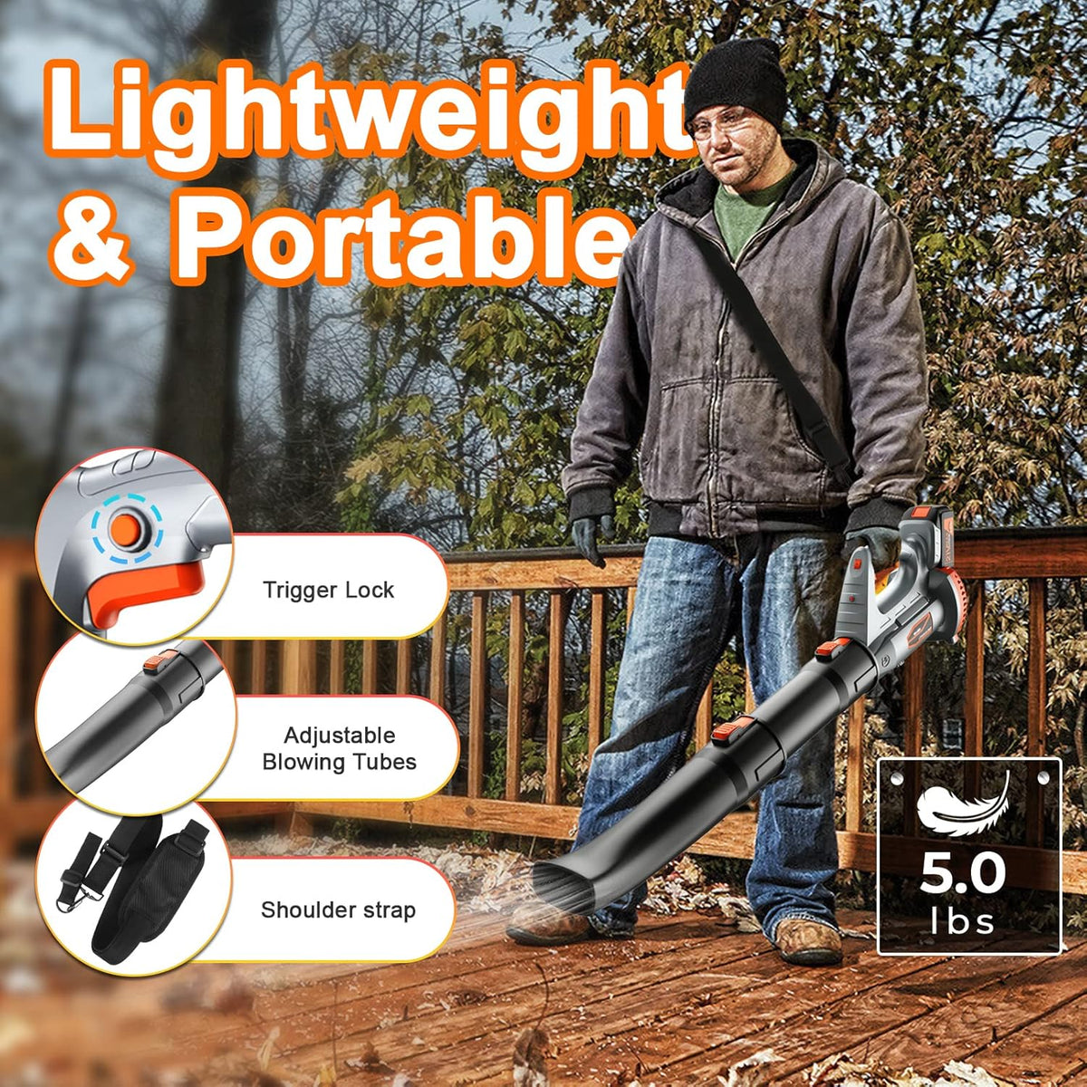 Cordless Leaf Blower with 4.0Ah Battery & Charger 21V E633