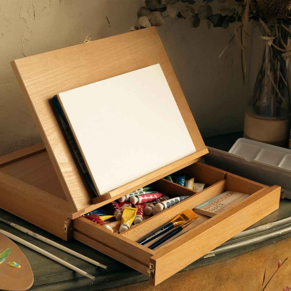 Wood Desk Table Easel with Storage Drawer F34903