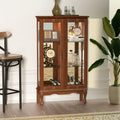 3 Tier Lighted Curio Display Cabinet with Adjustable Shelves and Tempered Glass Doors T340066