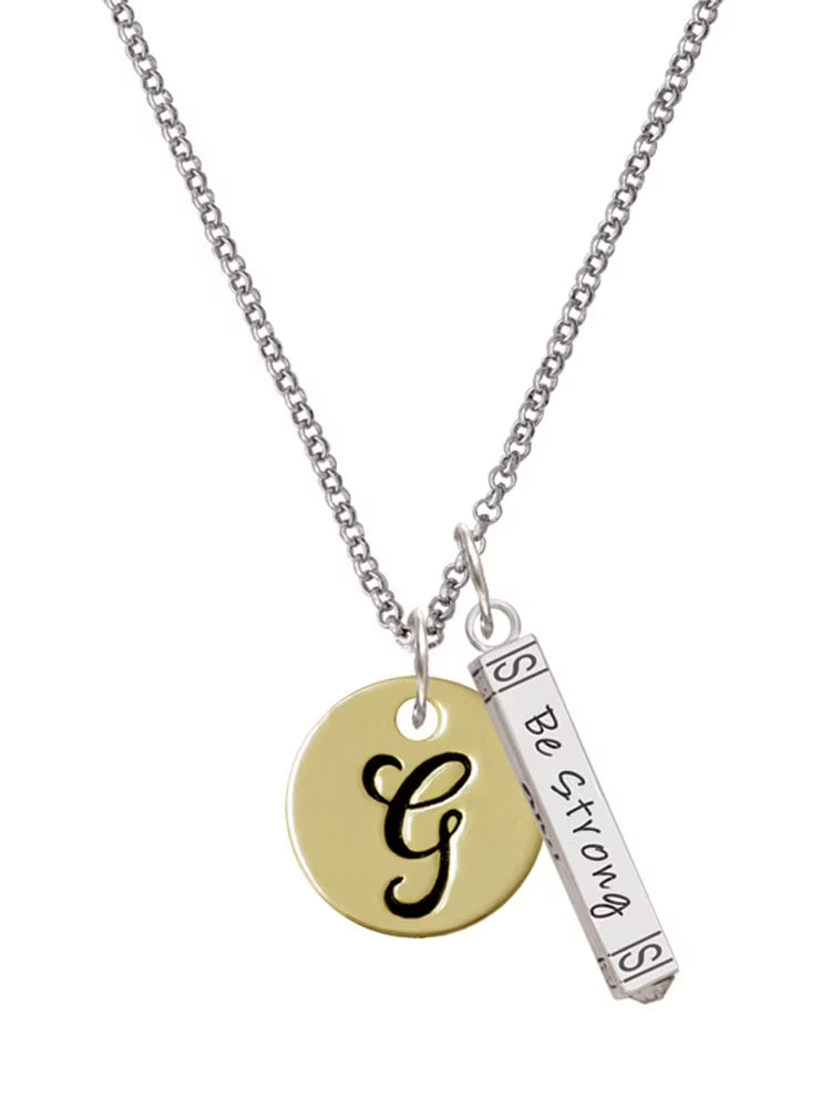 Goldtone Disc Letter G Bar Charm Necklace, 23" C82975