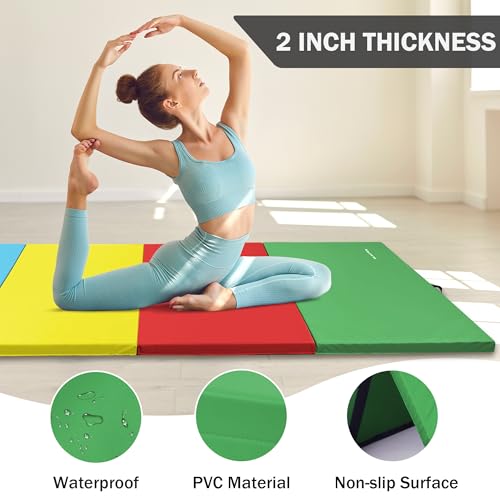 4'x8'x2" Folding Exercise Gym Mat with Carrying Handles U309317