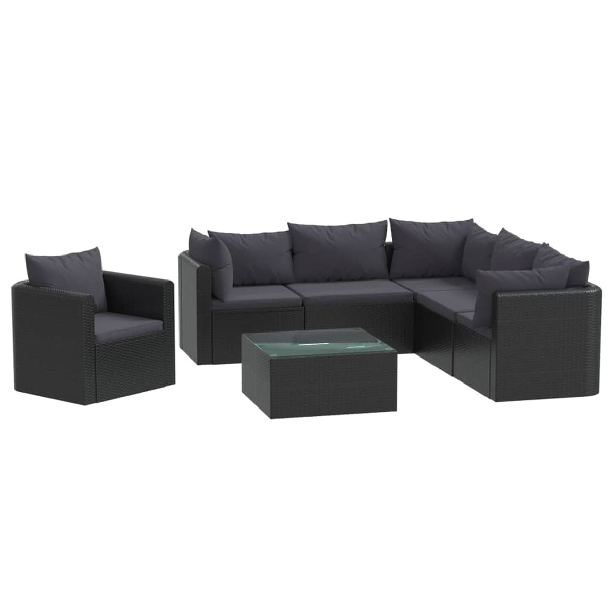7 Piece Poly Rattan Outdoor Sectional Sofa Set with Cushions X350