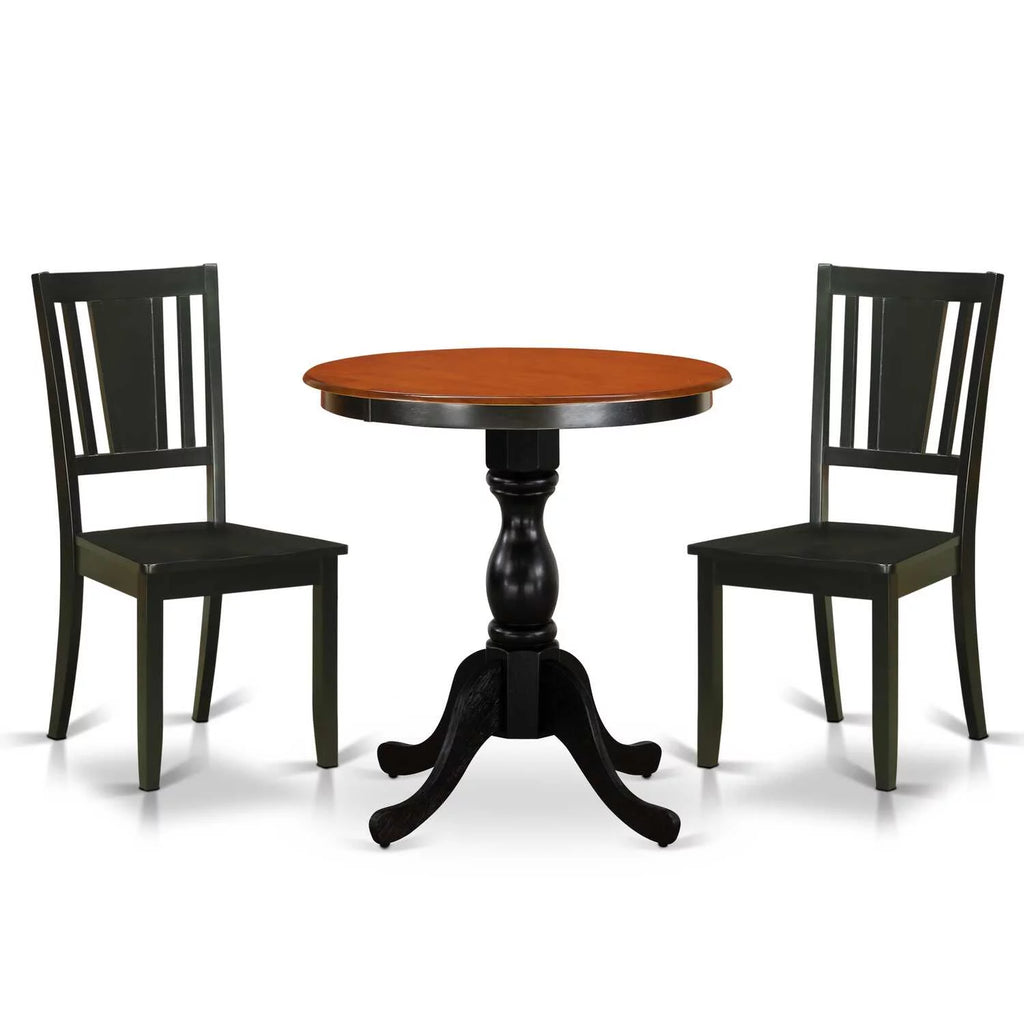 3-Piece Mid Century Modern Dining Set with Wood Table and 2 Chairs D9600
