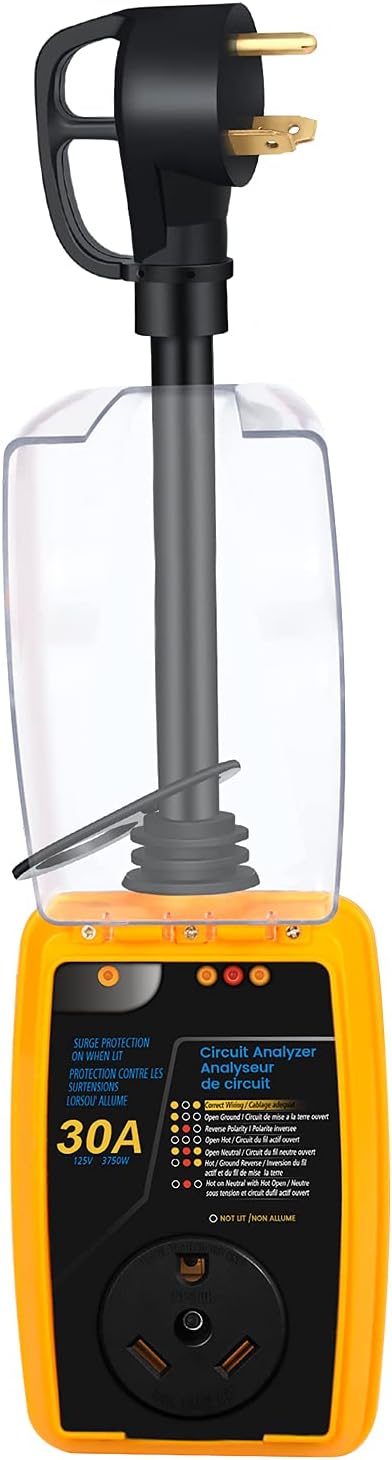 30 amp Surge Protector with Waterproof Cover and LED Indicator, Yellow, Pack of 2 P833052