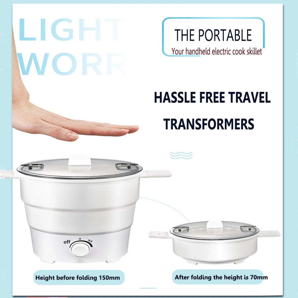 Portable Mini Electric Cooker Foldable Silicone Kettle Steamer Q475594