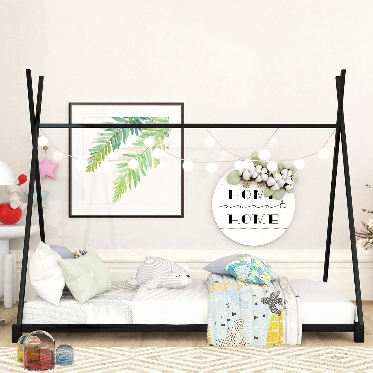 White Metal Toddler House Bed Frame S4389