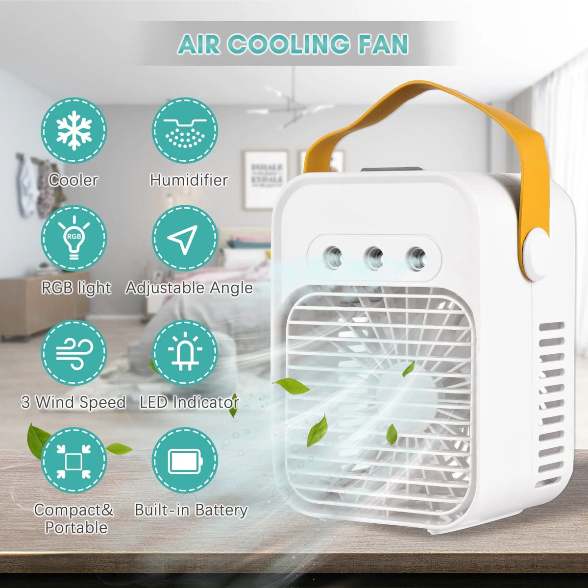 Portable Air Cooling Fan with LED Light 3 Wind Speeds L920043