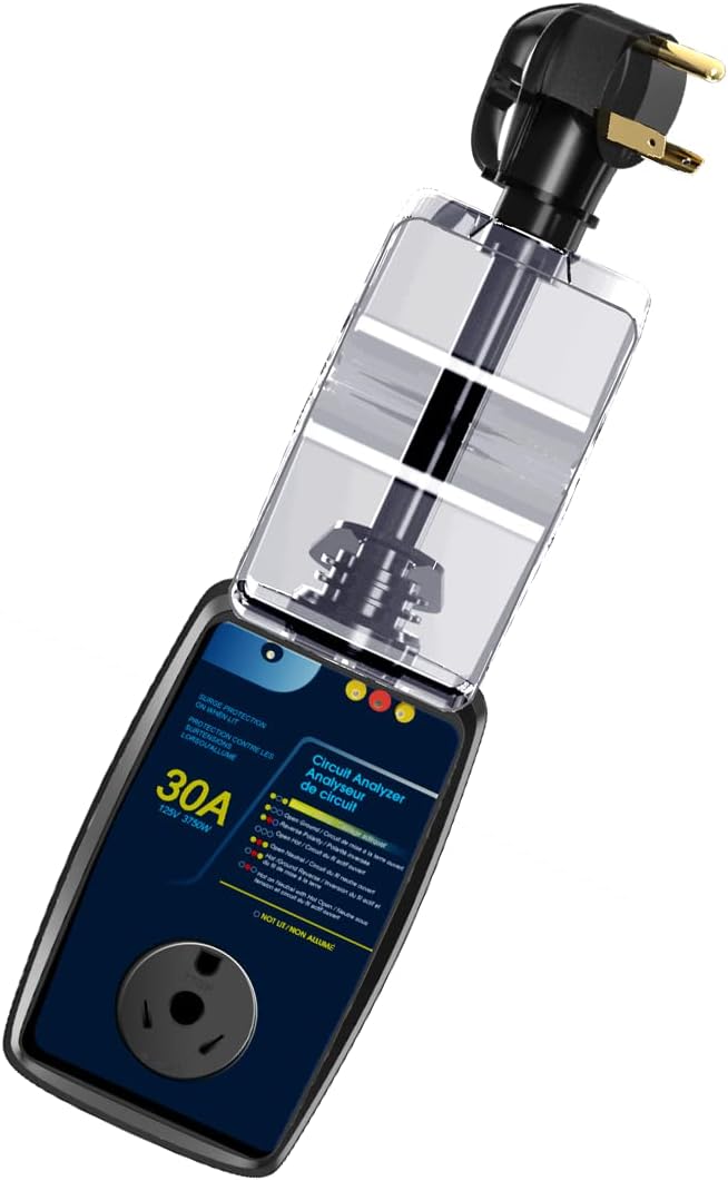 30 Amp RV Surge Protector with LED Indicator, 2100 Joules, Black E523309