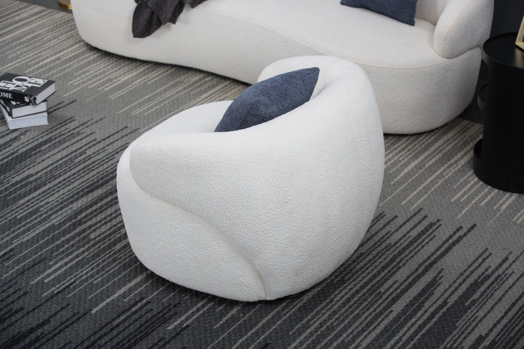 Beige Boucle Swivel Barrel Chair Z377681