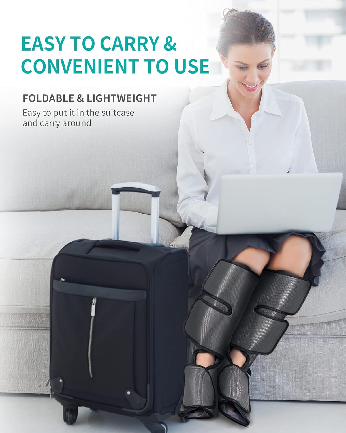 Leg Massager with Air Compression, Foot and Calf Massage Machine with Hand-held Controller 2 Modes 3 Intensities, Adjustable Leg Wraps K468