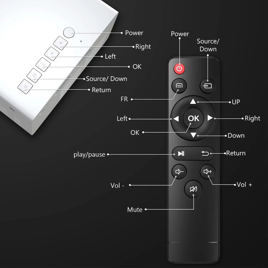 Portable LED Mini Projector with USB and Remote Control K8881
