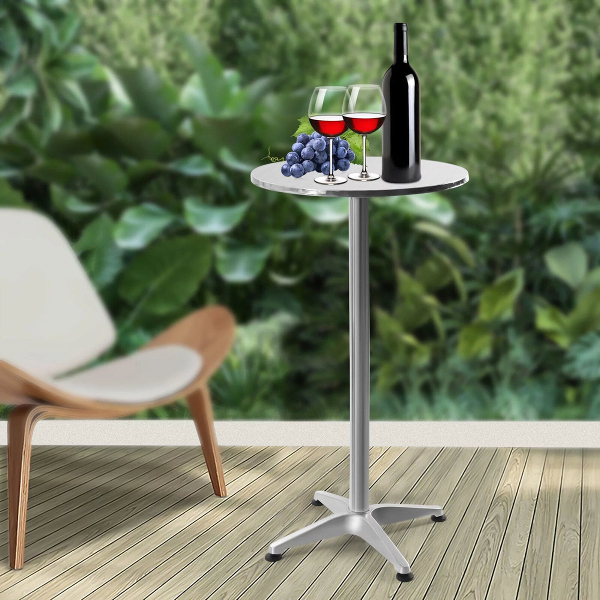 Round Pub Bar Table Stainless Steel Aluminum D623566