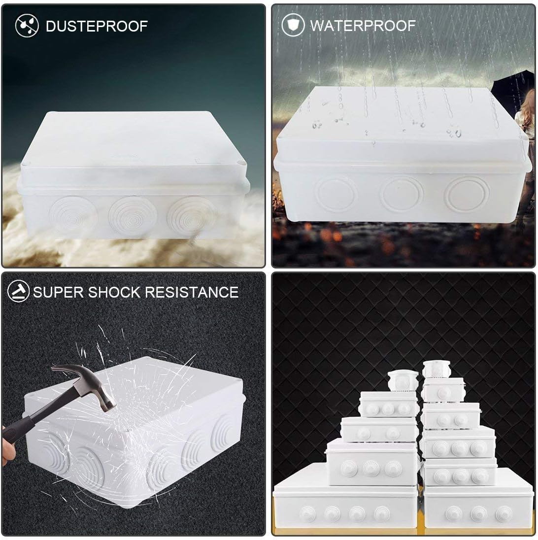 ABS Plastic IP65 Junction Box White Pack of 2 U1144