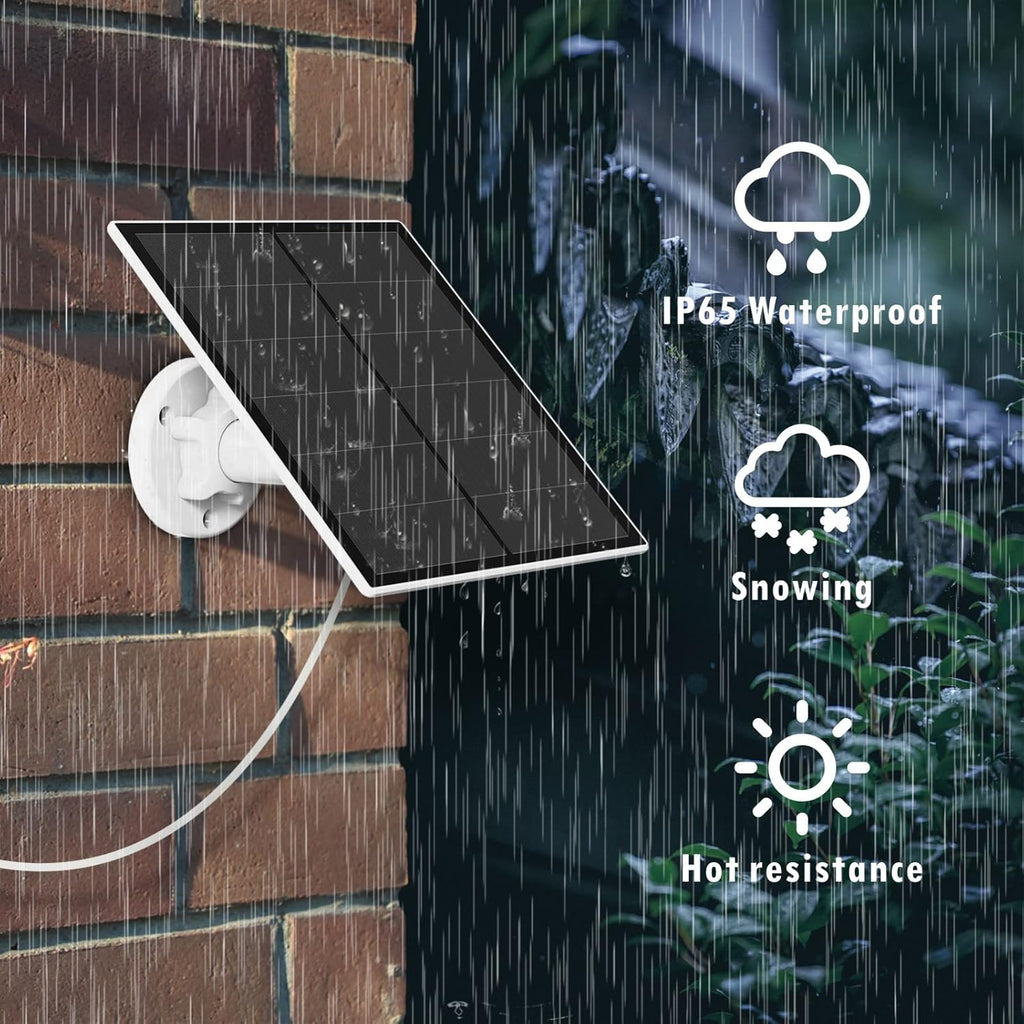 Solar Panel for Rechargeable Battery Security Camera, IP65 Waterproof, Micro USB, 360° Adjustable Wall Mounting Bracket S122