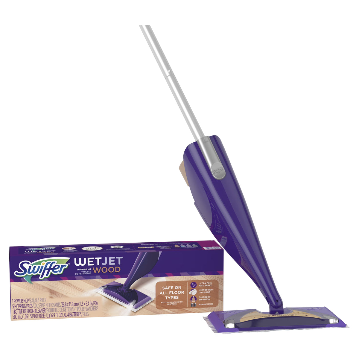 Wood Mop Starter Kit (1 Mop, 5 Pads, 1 Floor Cleaning Solution) E9882