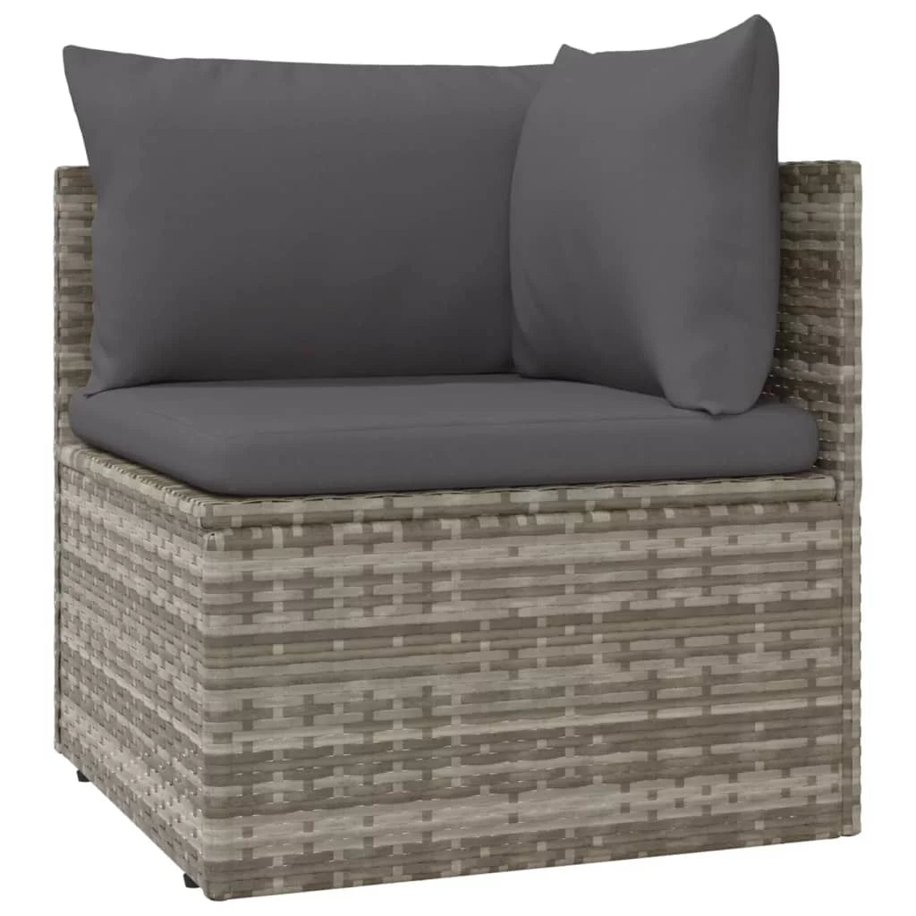 8 Piece Patio Set with Cushions Gray Poly Rattan R75592
