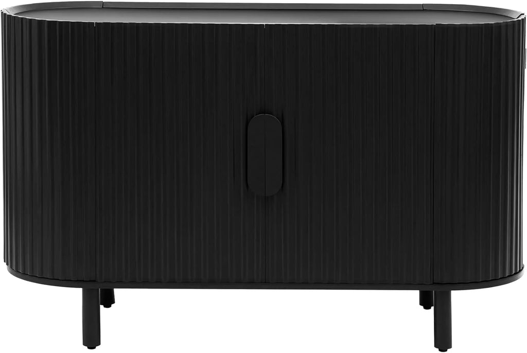 Black Curved Sideboard Cabinet with Adjustable Shelves M16783