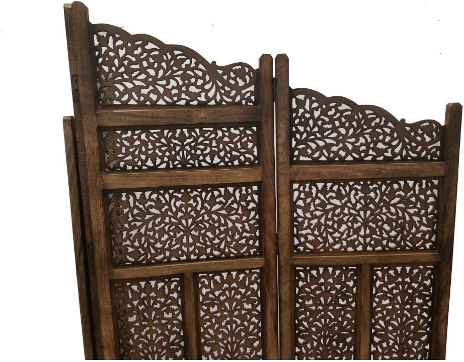 Hand Carved Foldable 4-Panel Wooden Room Divider H902