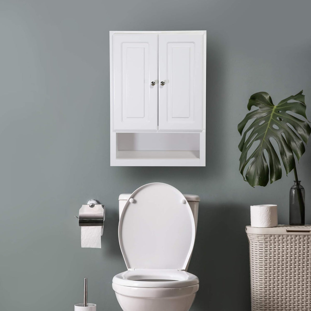 White 2-Door Bathroom Wall Cabinet T122