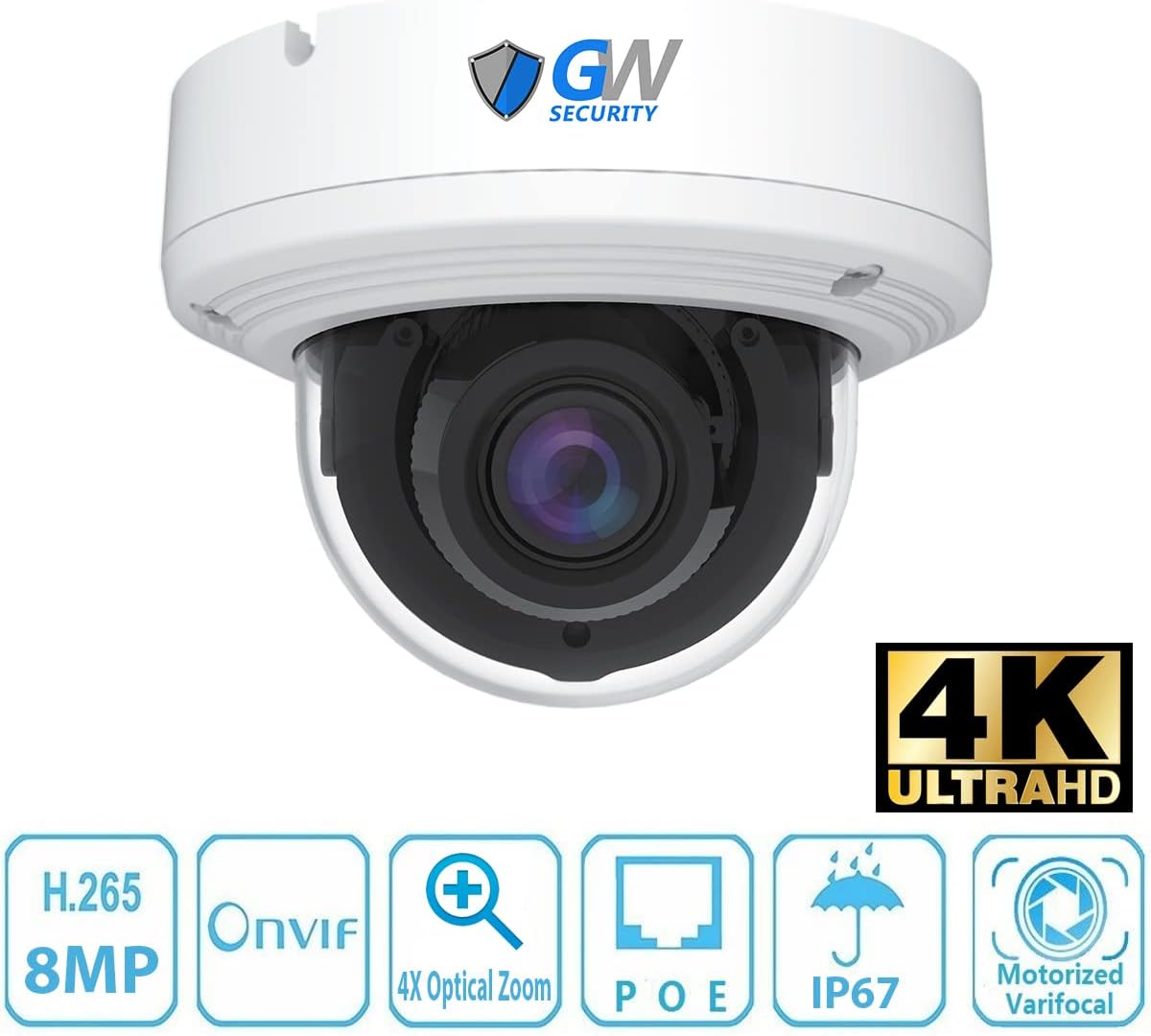 16 Channel 4K PoE IP Security Camera System with 8 Dome Cameras V805