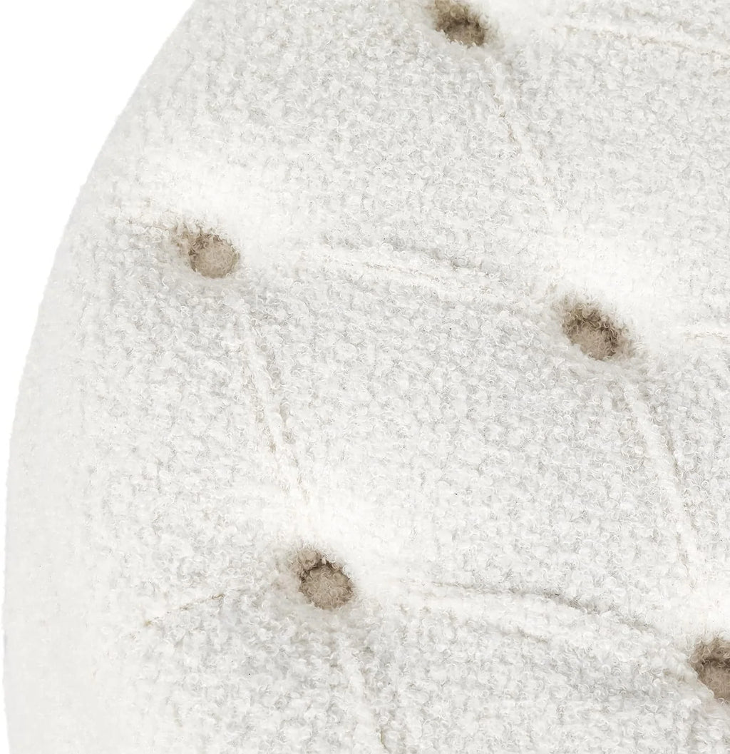 White Round Storage Ottoman N324