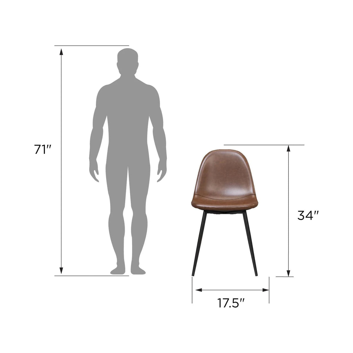 Camel Faux Leather Upholstered Dining Chair, Set of 4 P38320