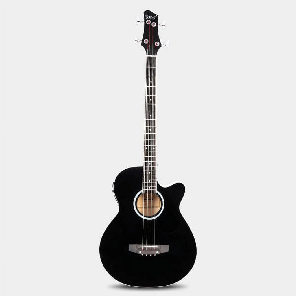 4 String Black Electric Acoustic Bass Guitar F16324