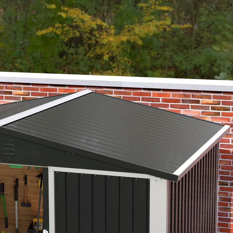 Black Metal Outdoor Storage Shed with Air Vents W5471