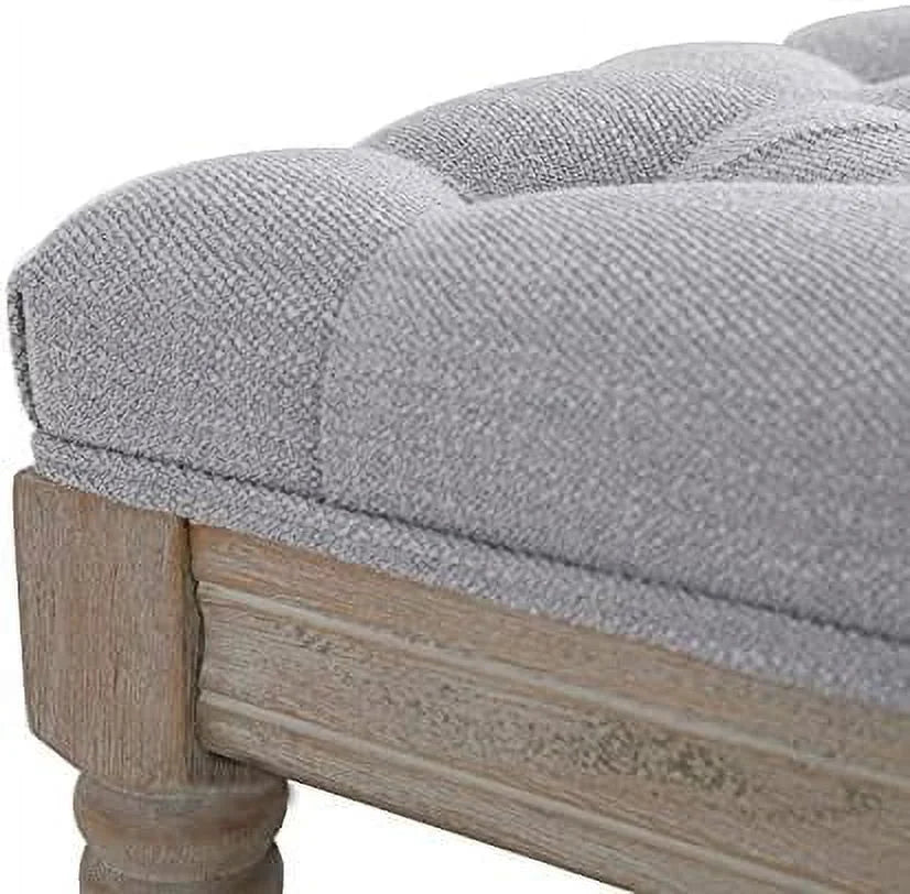 Gray Tufted Wood Entryway Bench U782626
