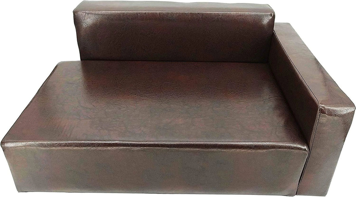 Brown Synthetic Leather Dog Sofa Bed R105