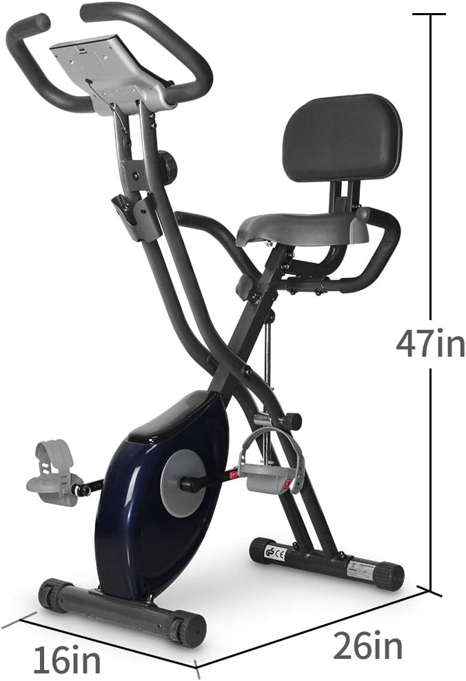 Blue Folding Exercise Bike with LCD Monitor T14703