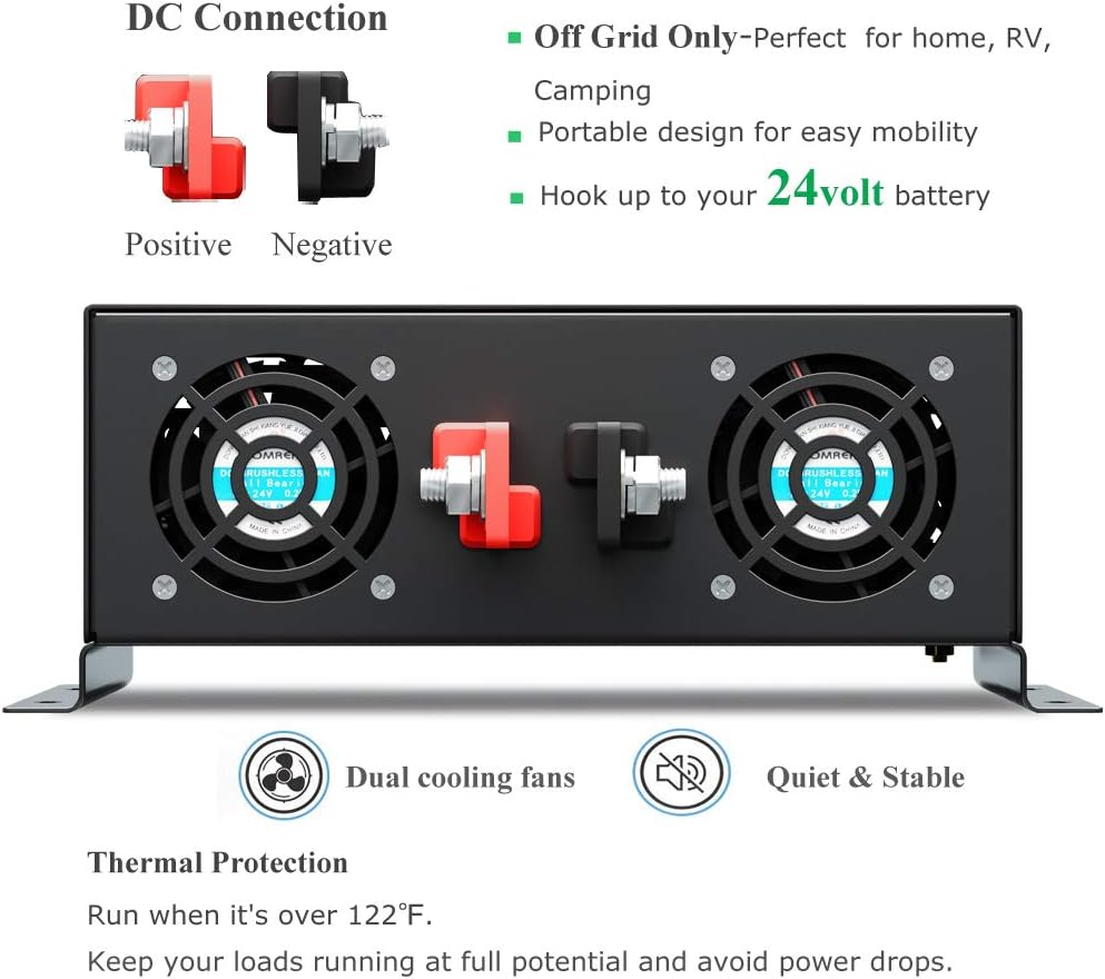 1000W Pure Sine Wave Car Power Inverter 12V DC to 120V AC with 2 AC Outlets E949380