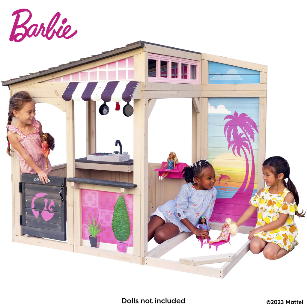 Wooden Outdoor Playhouse with Doll Table and Chairs X38747