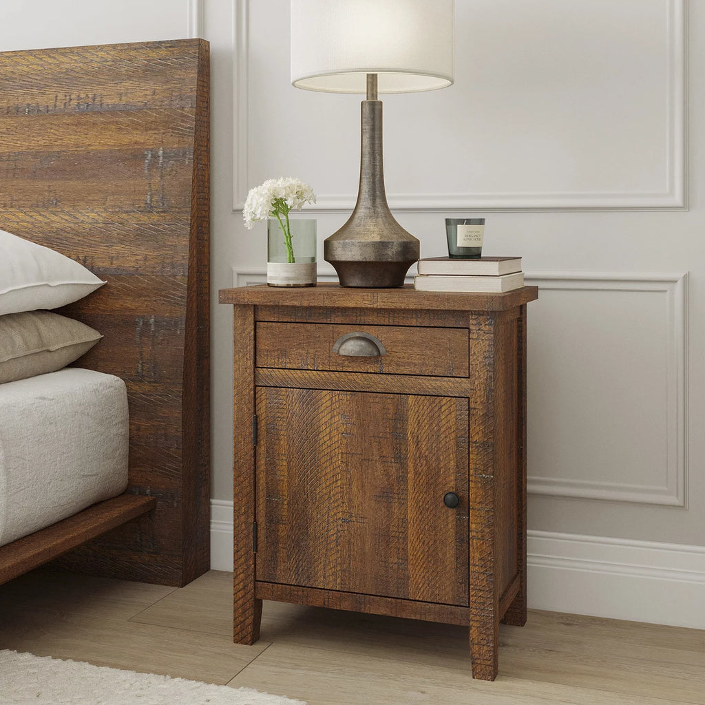 Natural Wood Drawer Nightstand N64499